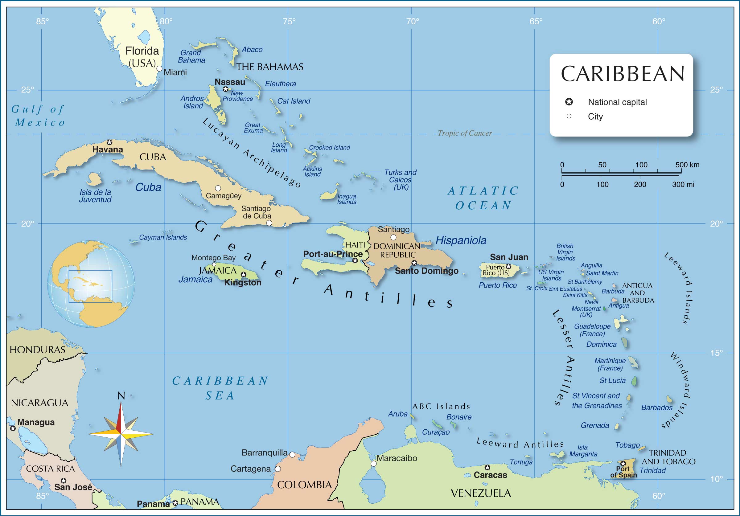 Only Map Of Caribbean Islands