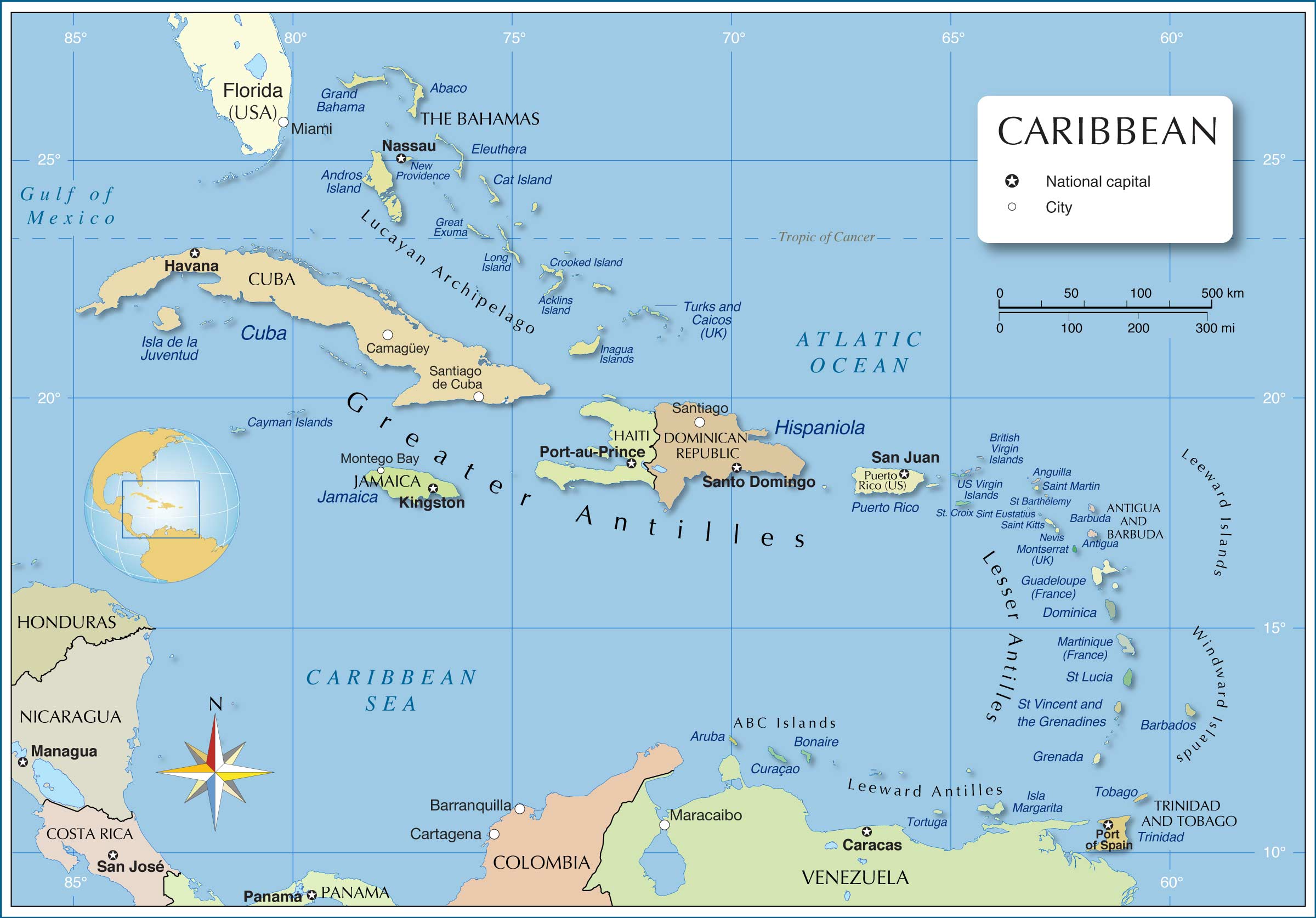 Maps Of Caribbean Islands Printable